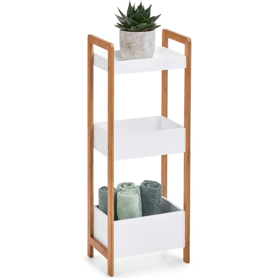 Zeller Badkamerkastje - hout - 3 planken - wit/bruin - 28 x 74 cm