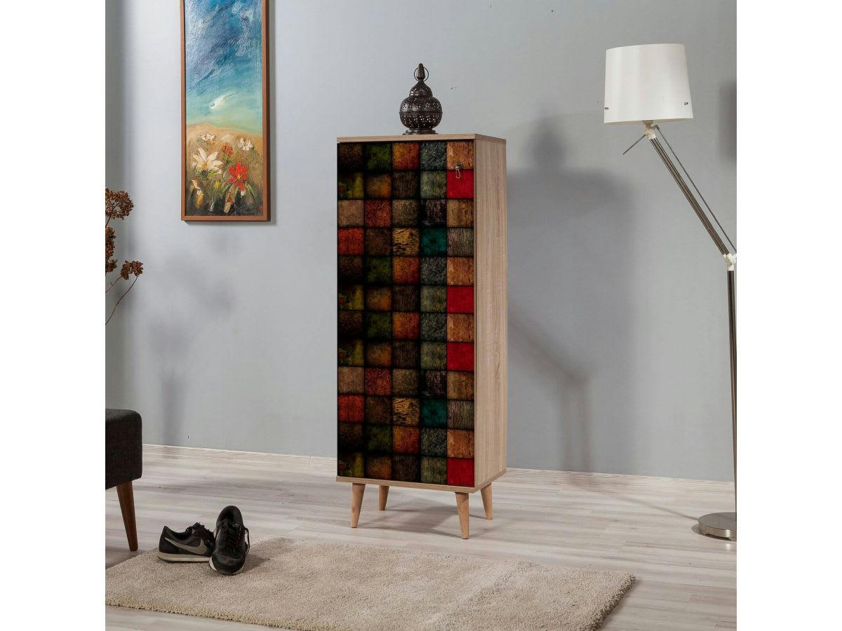 INDIANA - INDIANA Meuble à chaussure bois clair et multicolore