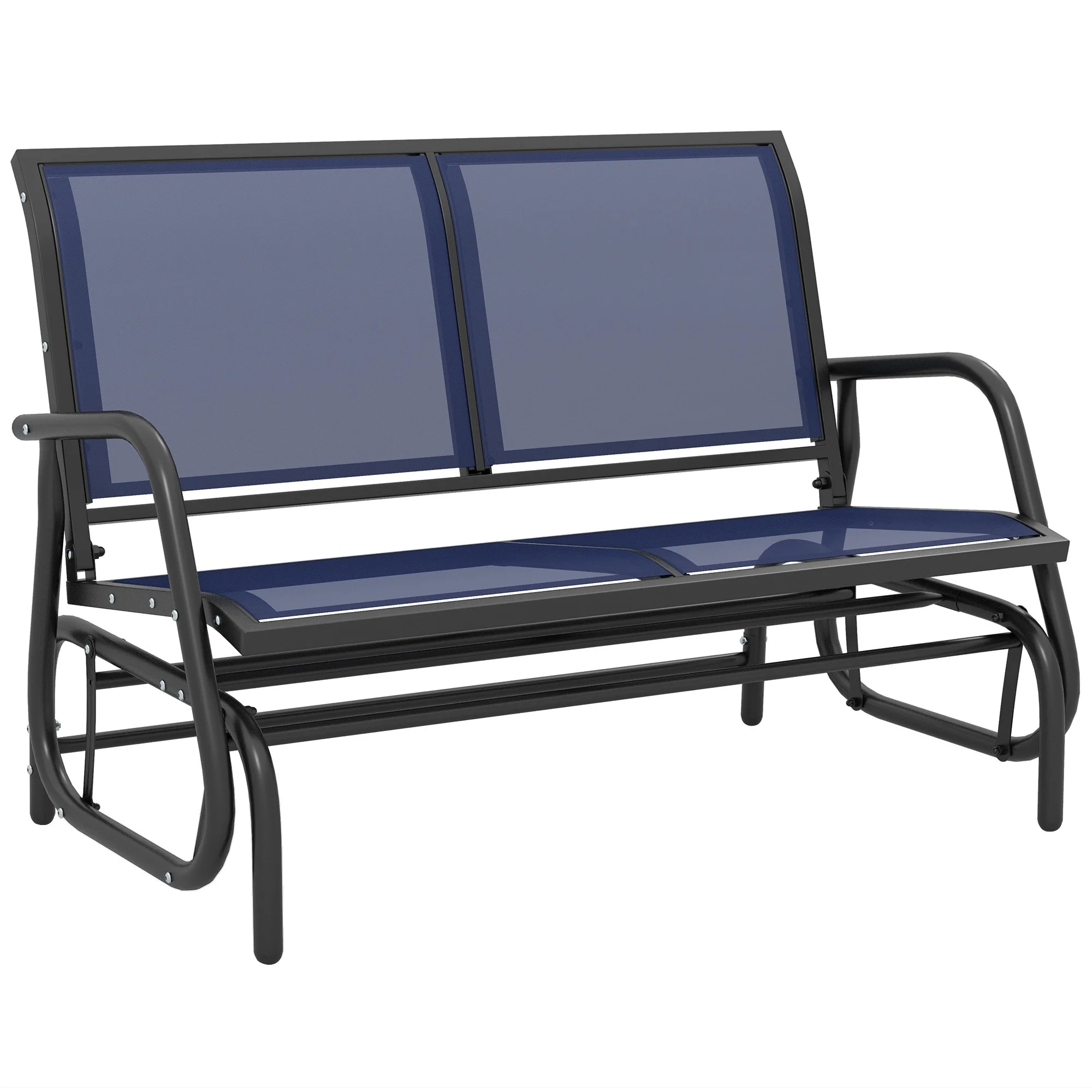 Outsunny 2-Person Outdoor Glider Bench, Patio Double Swing Rocking Chair Loveseat w/ Powder Coated Steel Frame for Backyard