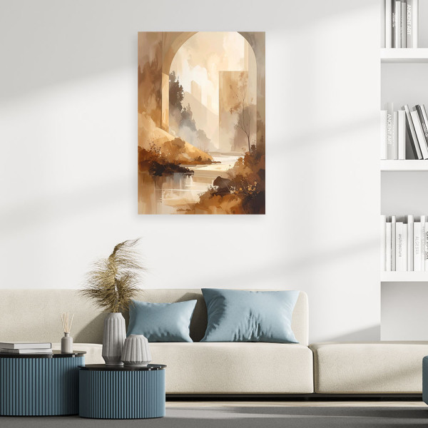 Obraz do salonu sypialni, Pastelowy Pejzaż Rzeka Rustykalny 20x30