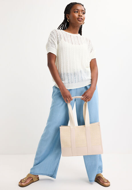 Womens Cream Tape Knit Jumper