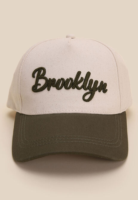 Mens Cream Brooklyn Baseball Cap