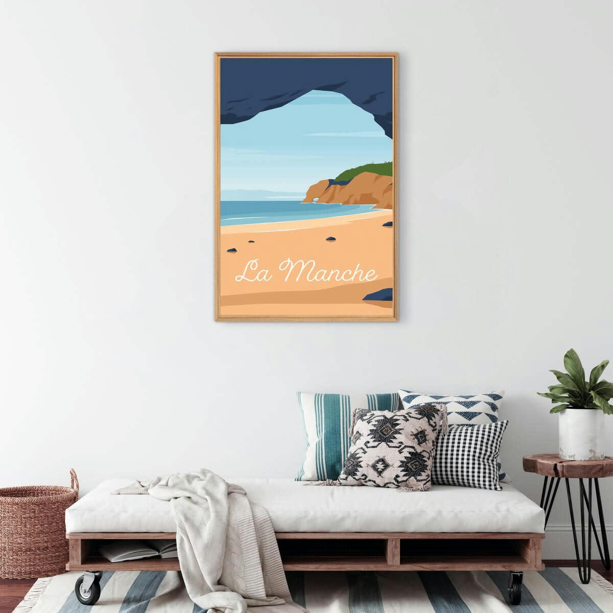 PLAGE - Tableau mural encadré la manche 65x97 cm