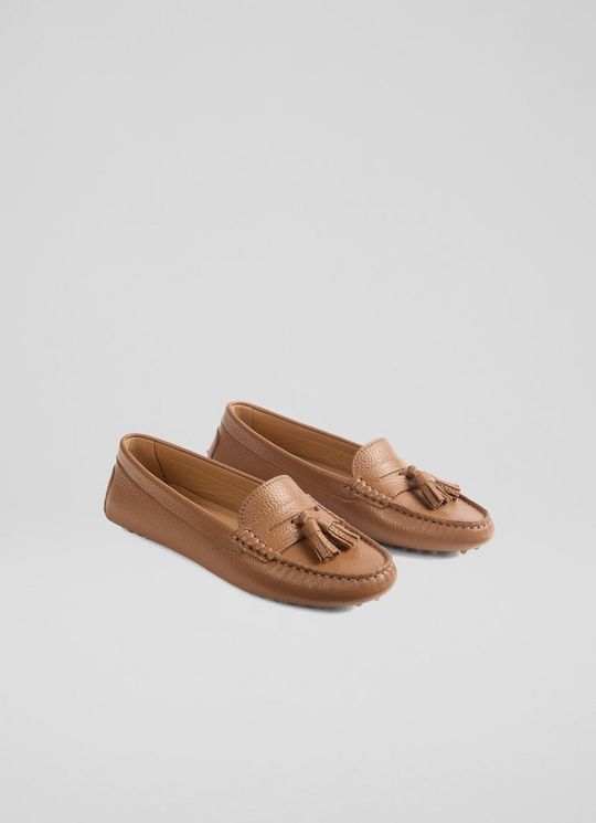 Leslie Brown Leather Tassel Moccasin Loafer
