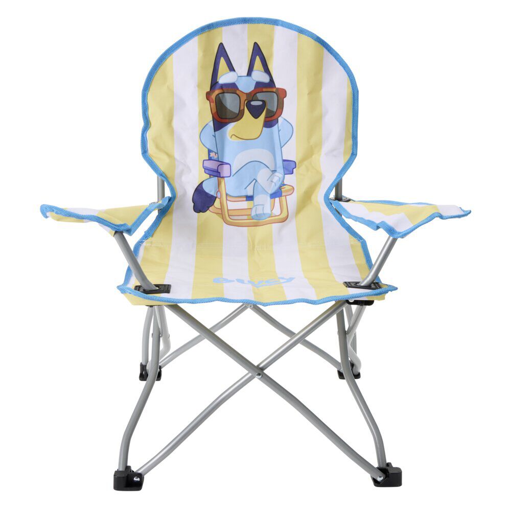 Fauteuil pêcheur enfant pliable Bluey métal et polyester jaune 59x39xH62cm