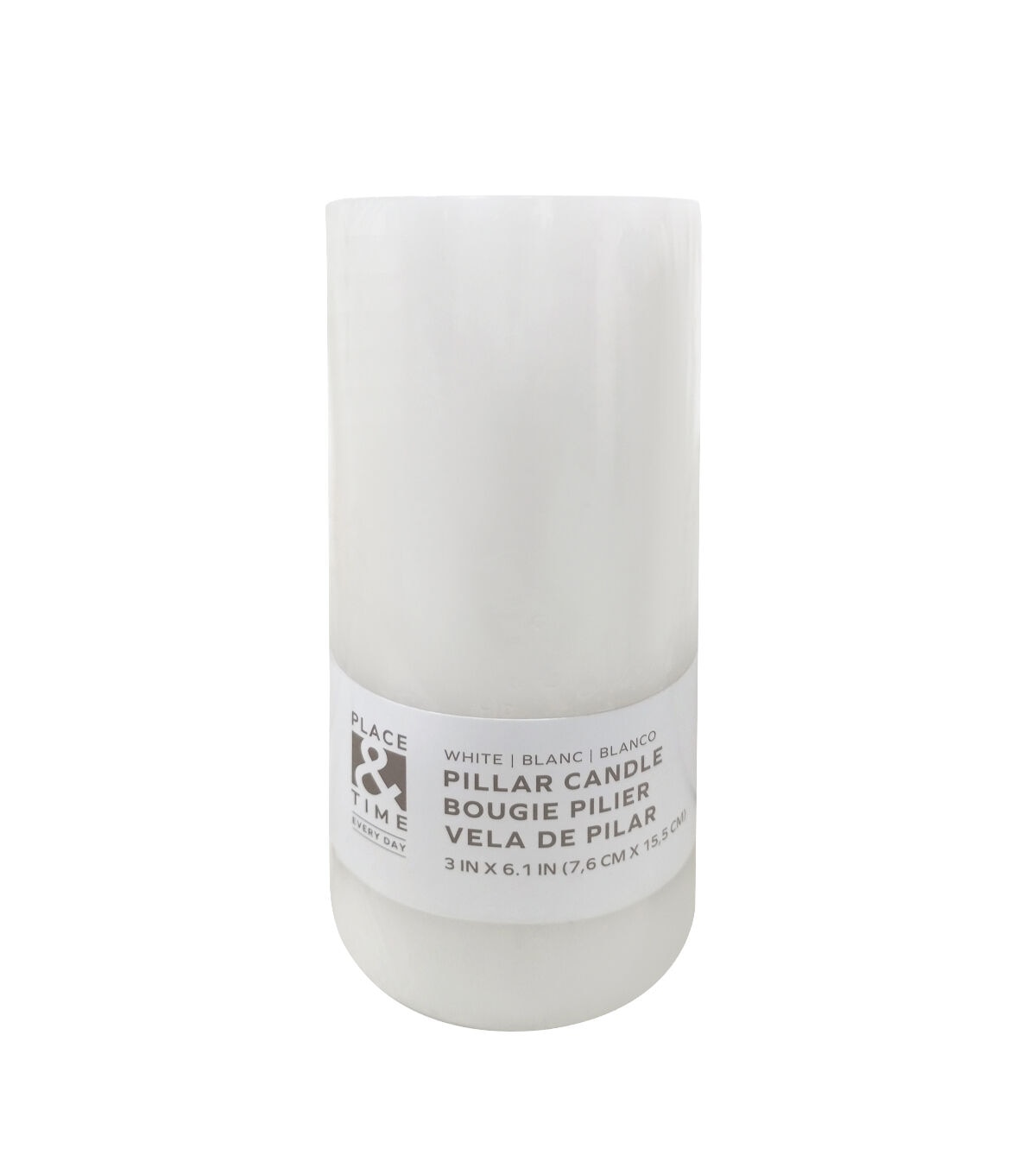 3 x 6 White 3 Wick Unscented Poured Pillar Candle by Place & Time