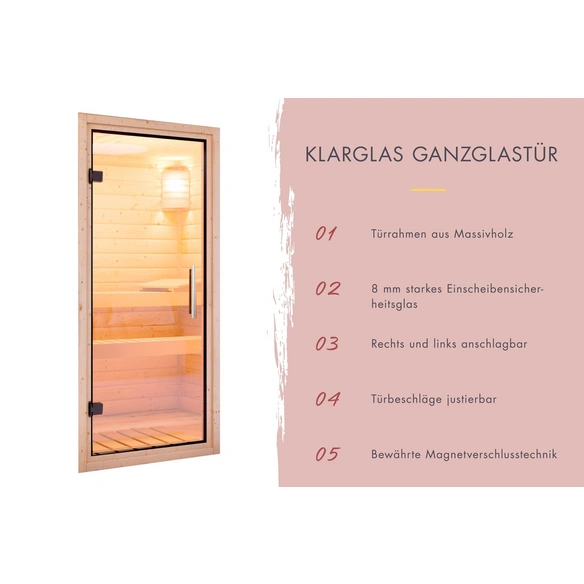 Saunahaus »Pillapalu«, BxTxH: x 574,2 x 216,5 x 244 cm, 9 kW Ofen, für 5 Personen