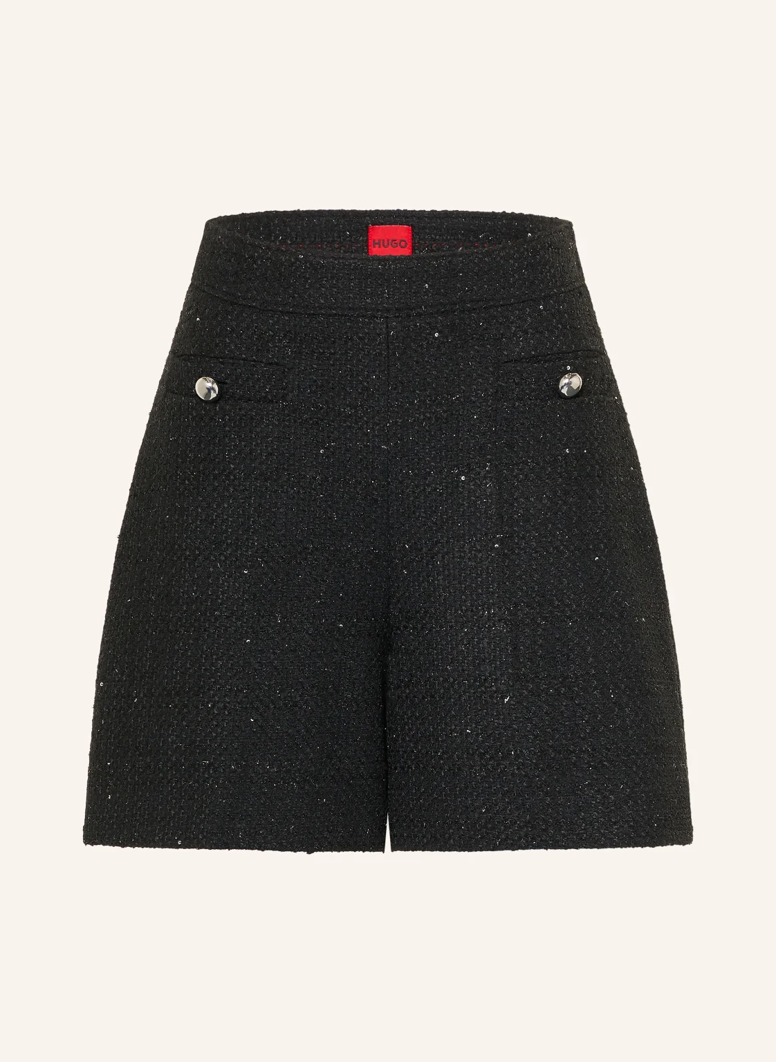 HUGO Bouclé-Shorts HABERI mit Pailletten und Glitzergarn