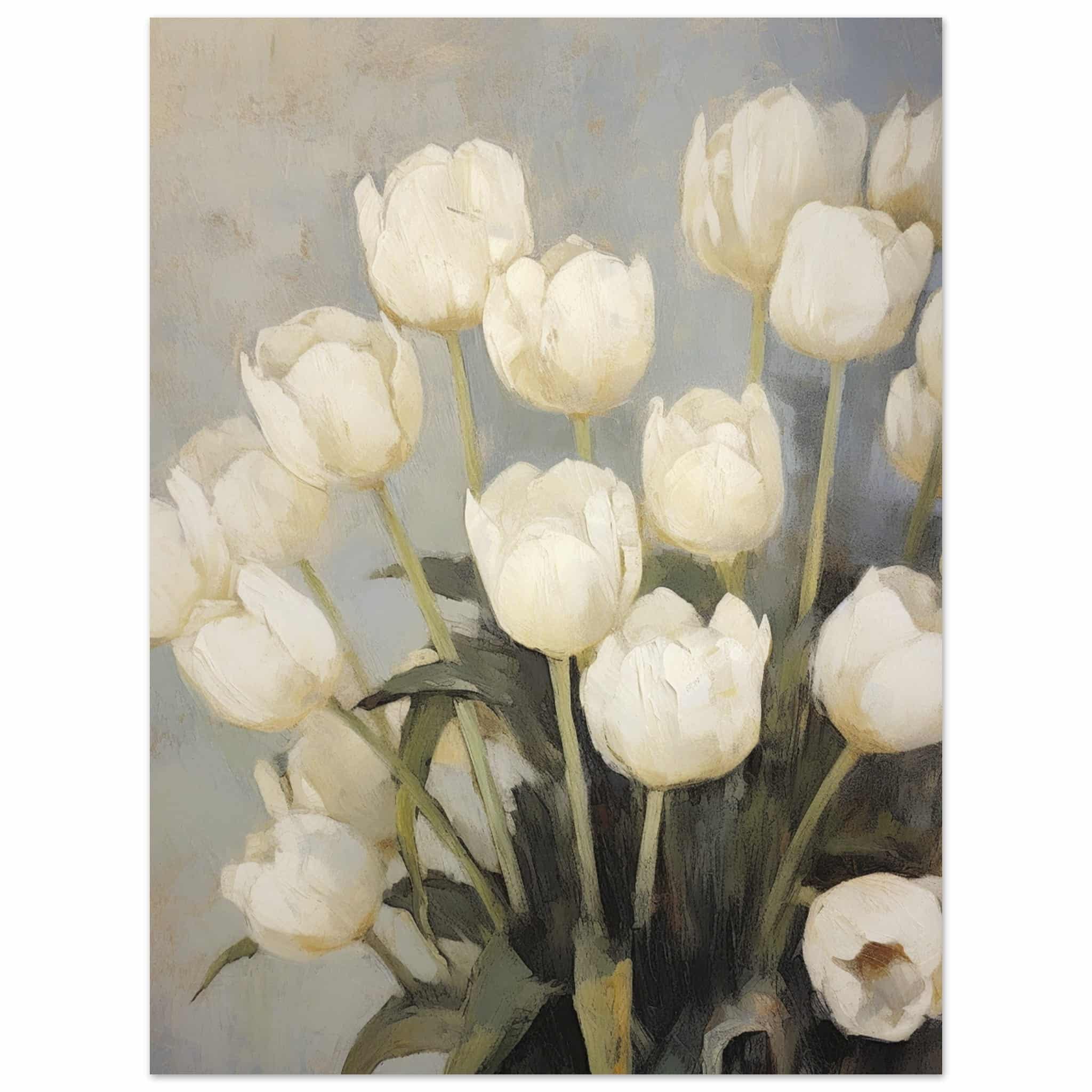 Artfulprints Poster White tulips  - 30x40 cm - Wit