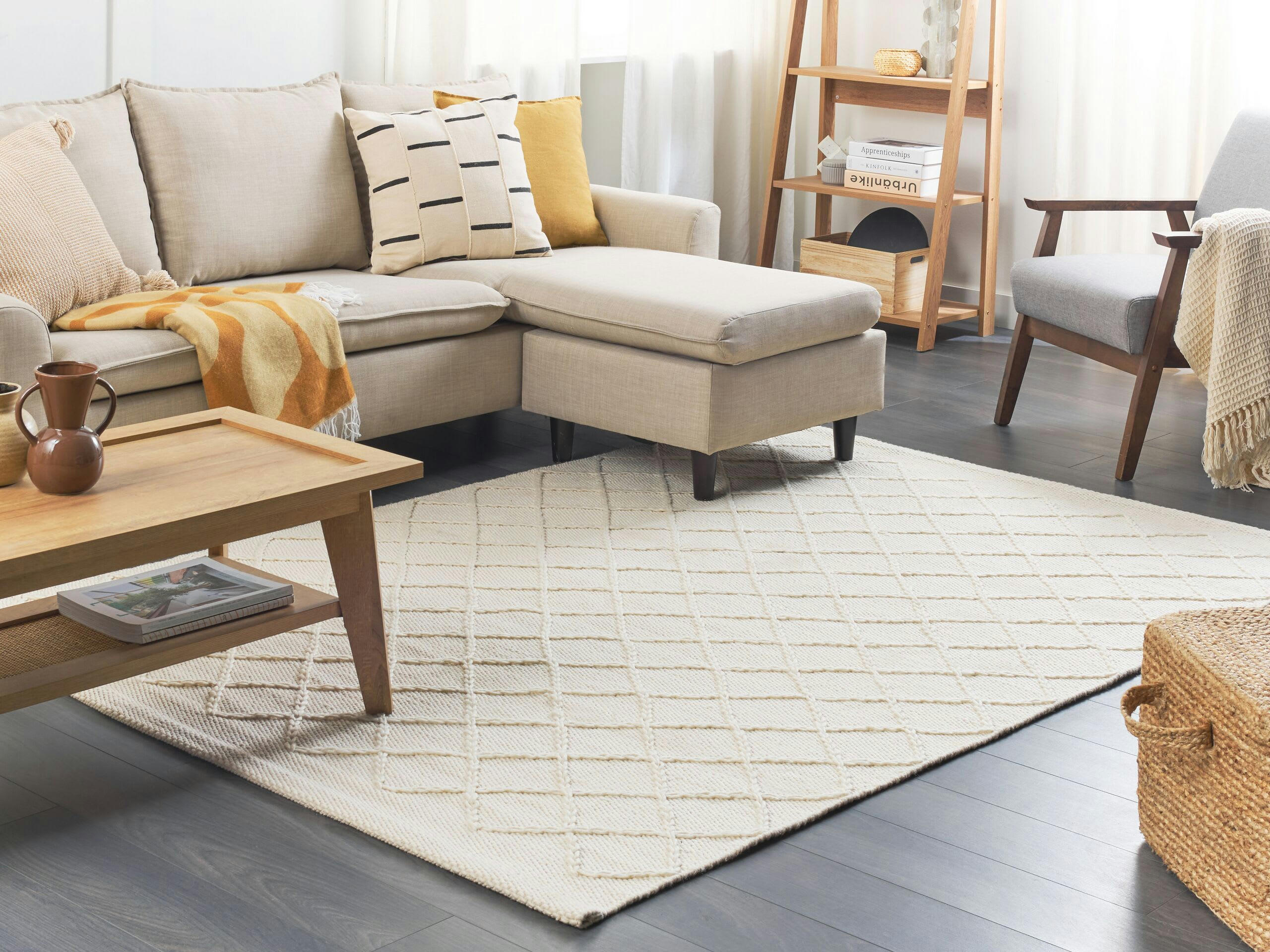 ELLEK - Tapis en tissu blanc 230x160cm