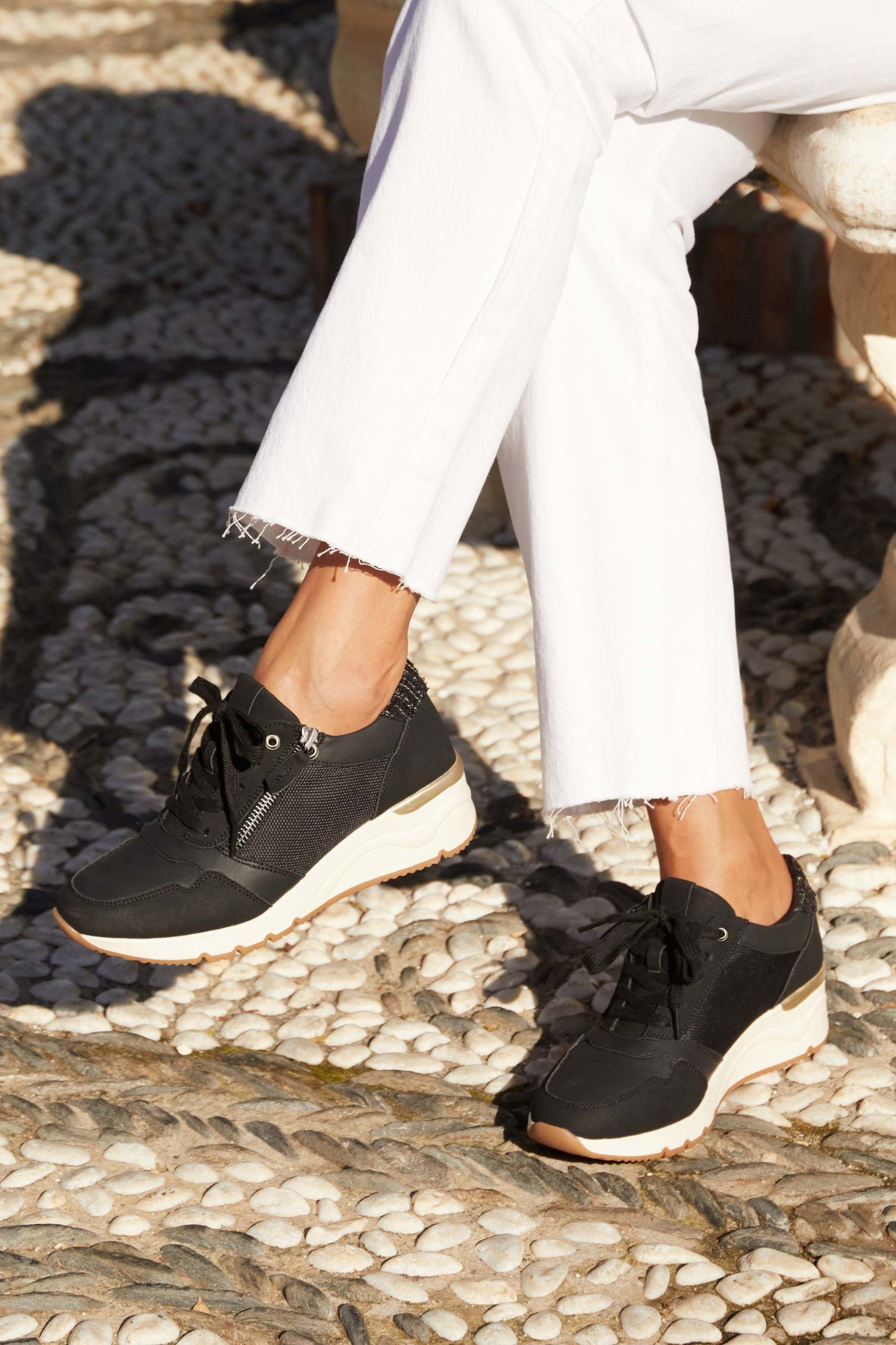 Linzi Luca Black Wedge Trainers