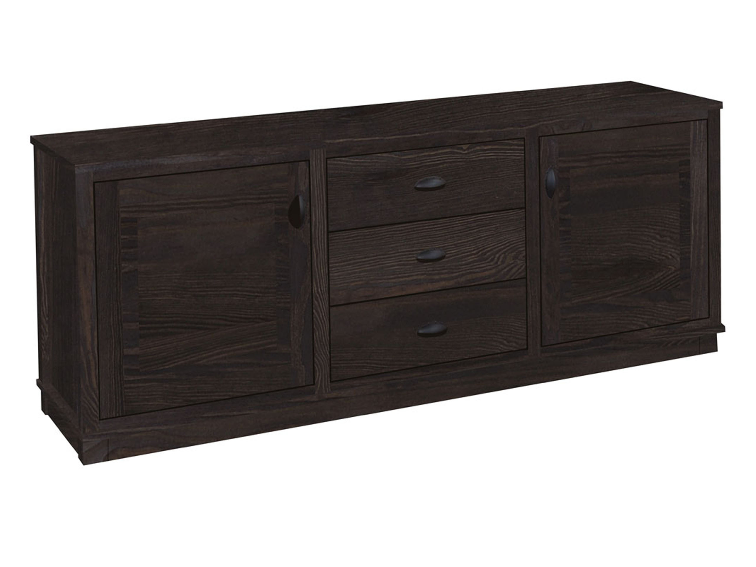 Komoda drewniana 3 szuflady 2 drzwi Retro Black, kolor orzech