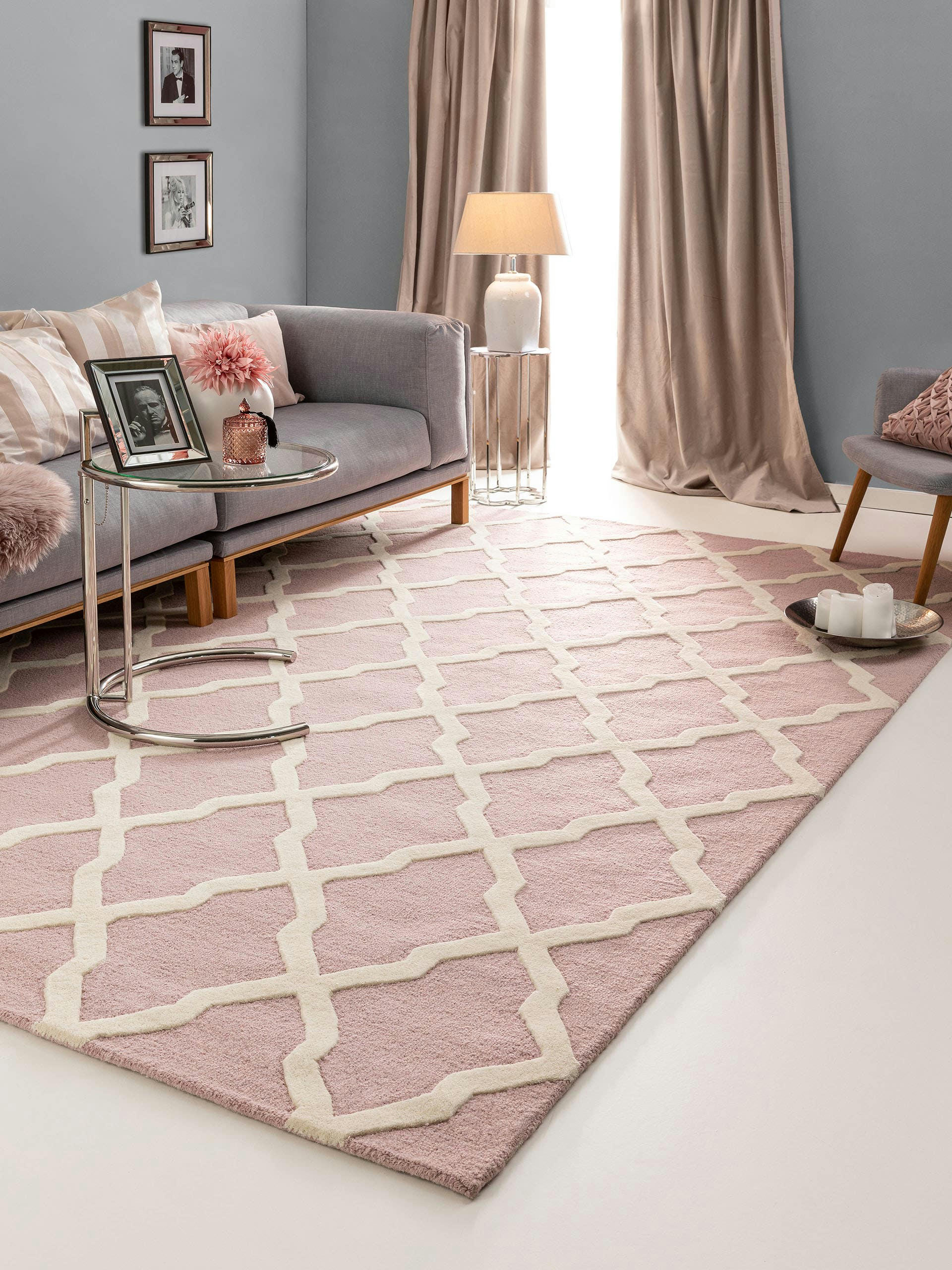 WINDSOR - Tapis de laine rose 80x150