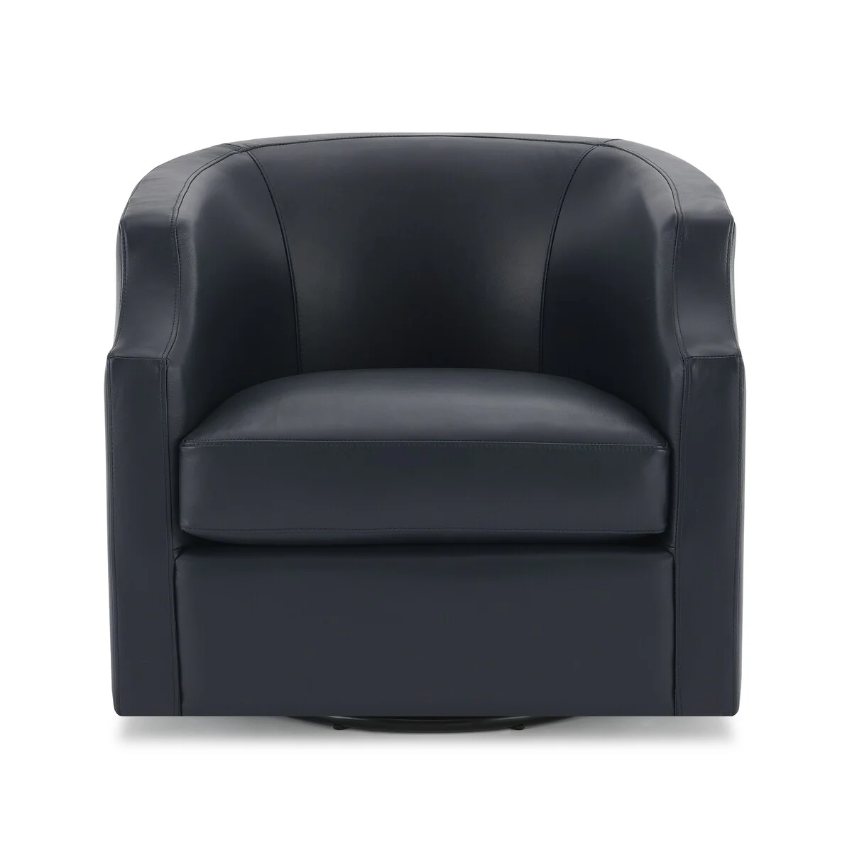 Everette Midnight Blue Top Grain Leather Swivel Glider Barrel Chair by Greyson Living