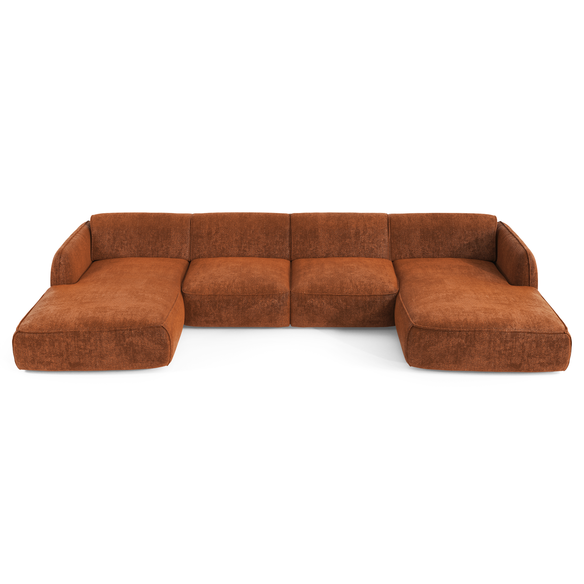 Panoramische banken LIVIA 7 personen Fluweel weefsel Terracotta