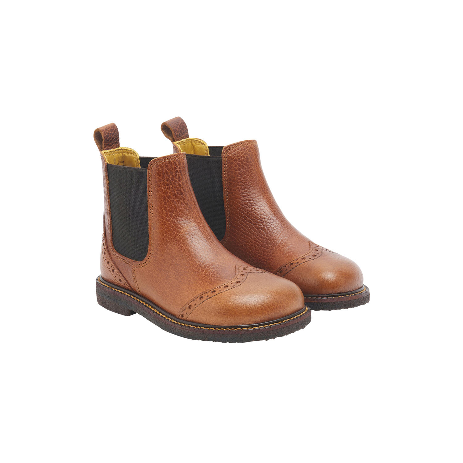 Chelsea støvle med brogue hulmønster, medium brown