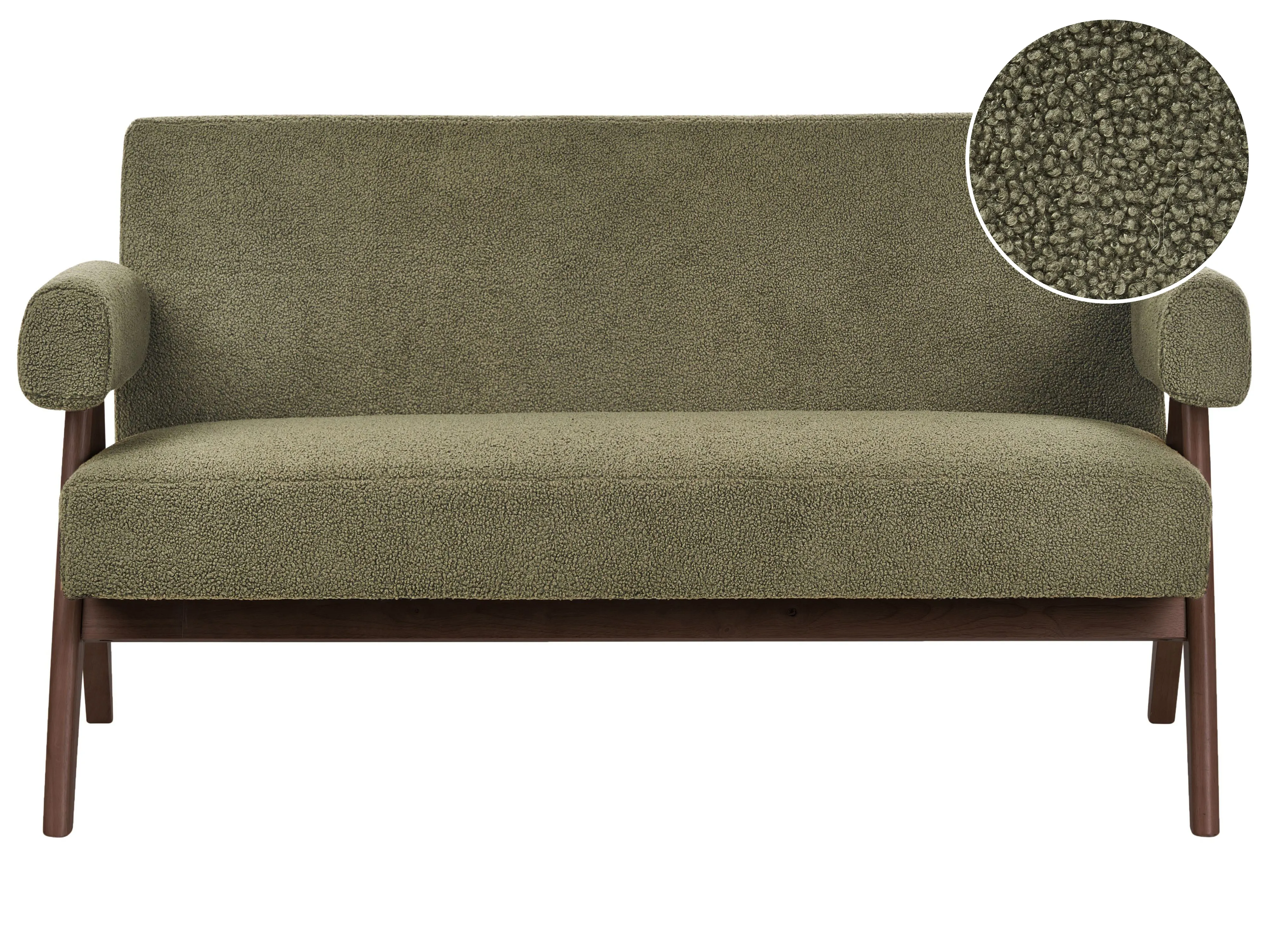 Upholstered Bench TAMRE Boucle Green/ Dark Brown