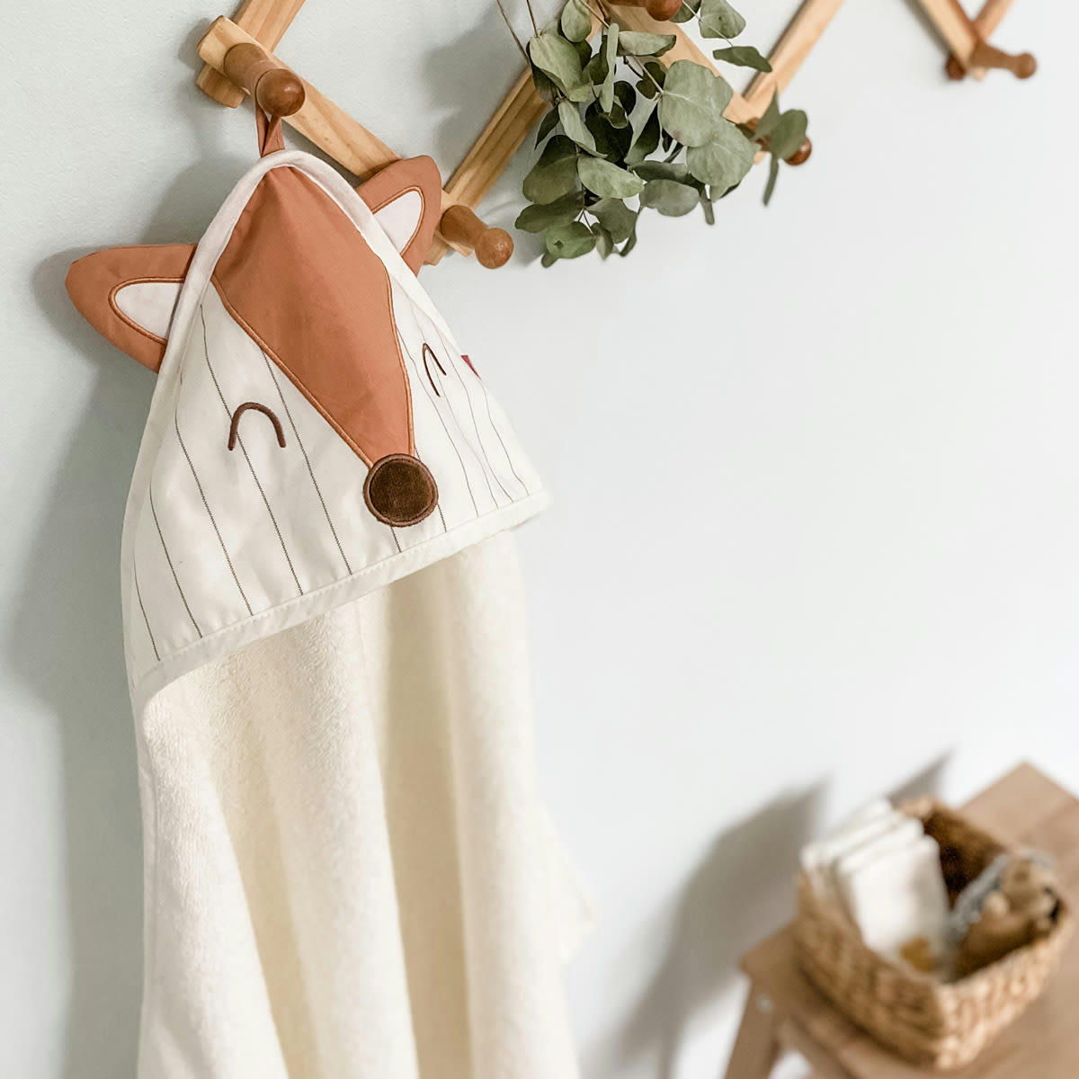 DREAM FOREST - Cape de bain blanche coton bio 75x75 cm