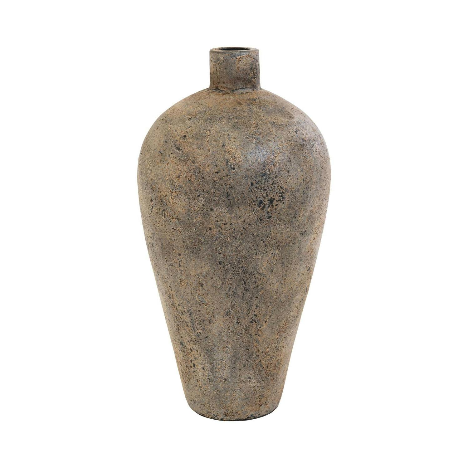 Jarre décorative en terre cuite marron effet vieilli H 60 cm