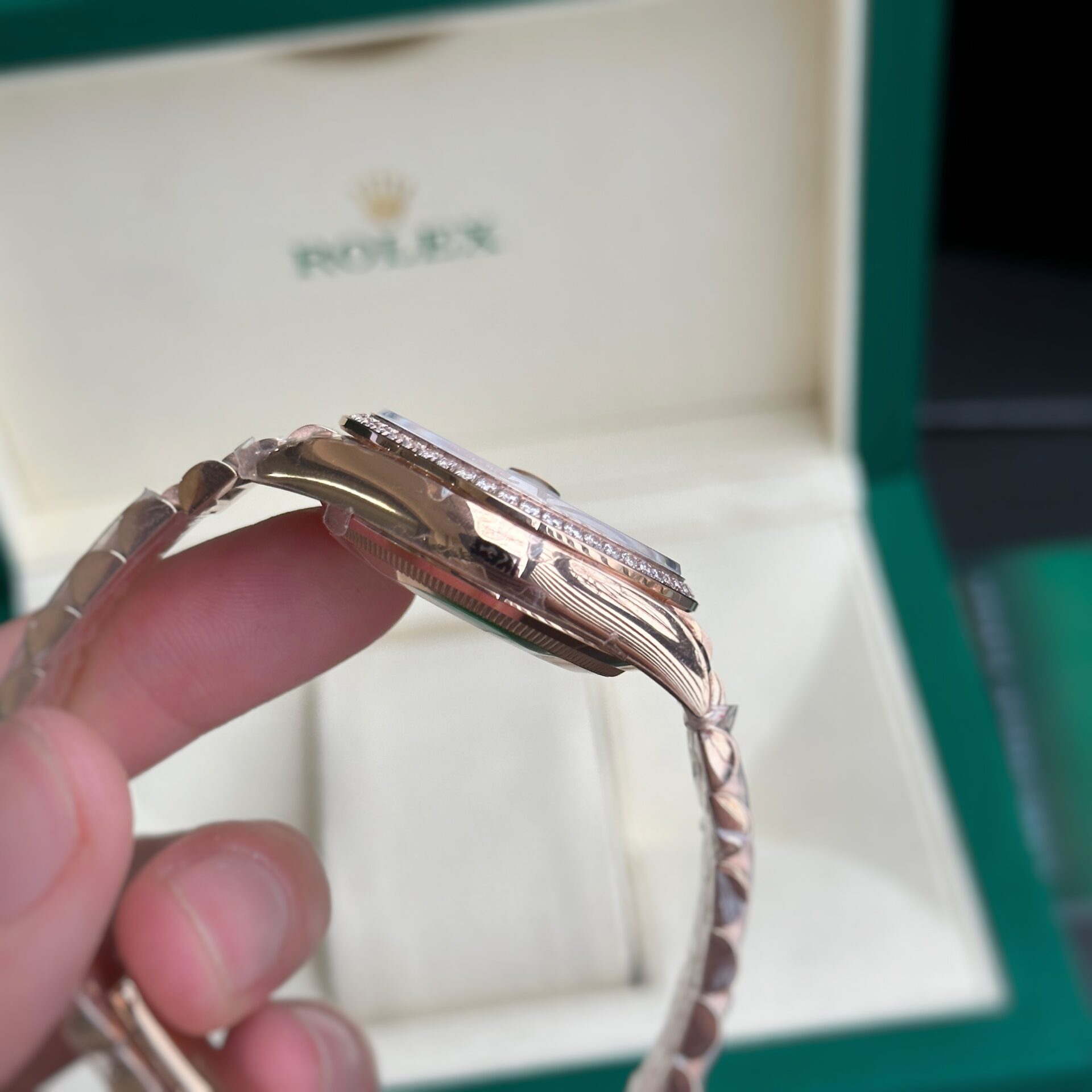 Rolex Day-Date RG Plated Chocolate Dial CZ Diamonds 36mm Replica