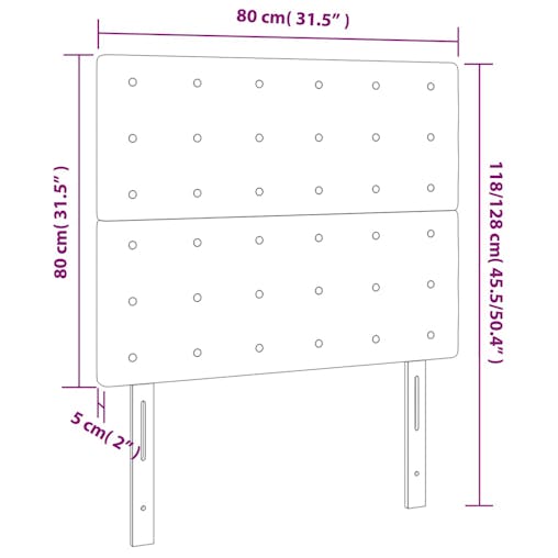 NNEVL LED Headboard Dark Grey 80x5x118/128 cm Fabric