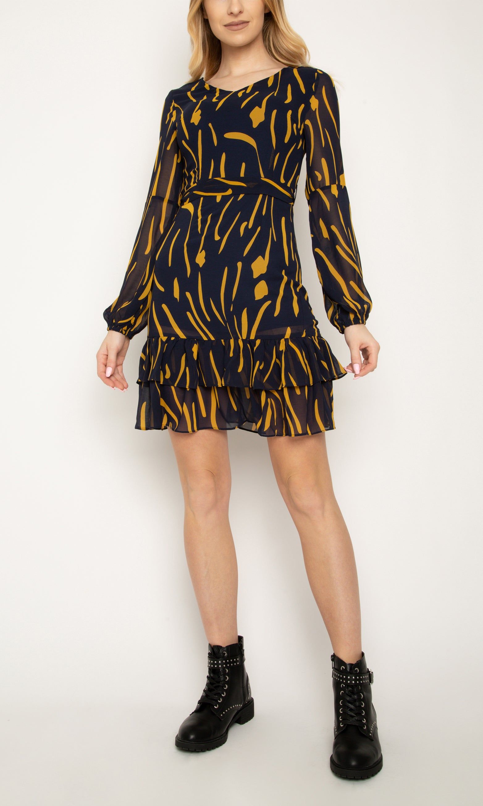 Cutie London Flowy Chiffon Mini Dress with Elasticated Waist