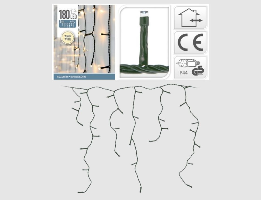 LED-Lichtervorhang 180 LEDs warmweiß für außen