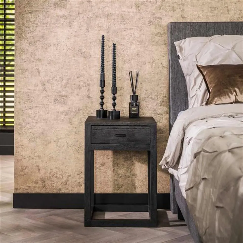 Nachtkastje Sequilla-zwart massief acaciahout
