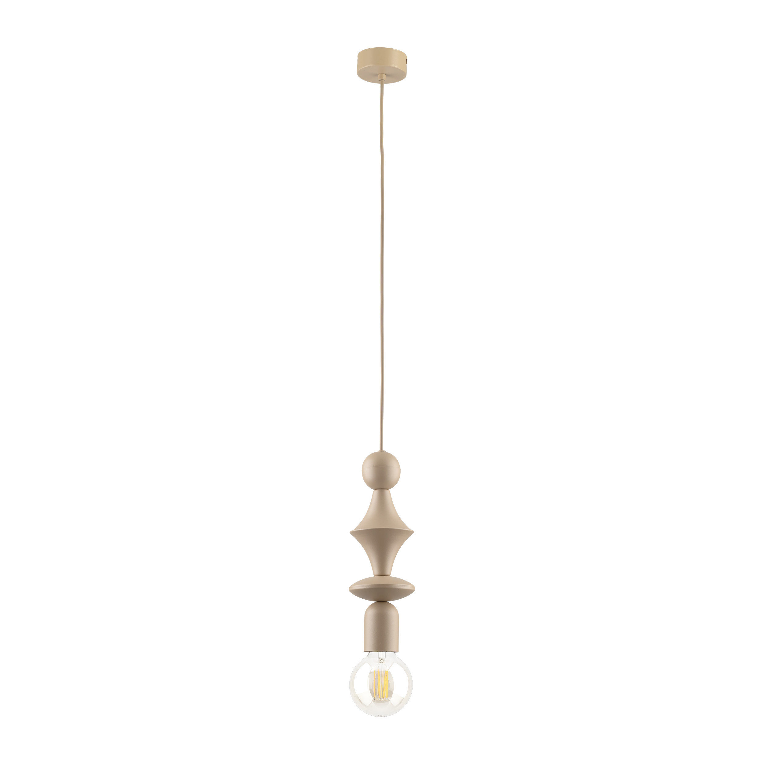 Beżowa Lampa Wisząca Tk Lighting Tower Sabia Drewniana Tralka E27