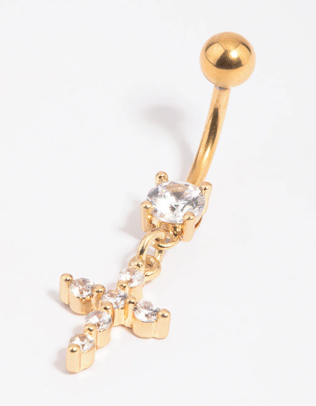 Gold Plated Surgical Steel Cross Belly Bar