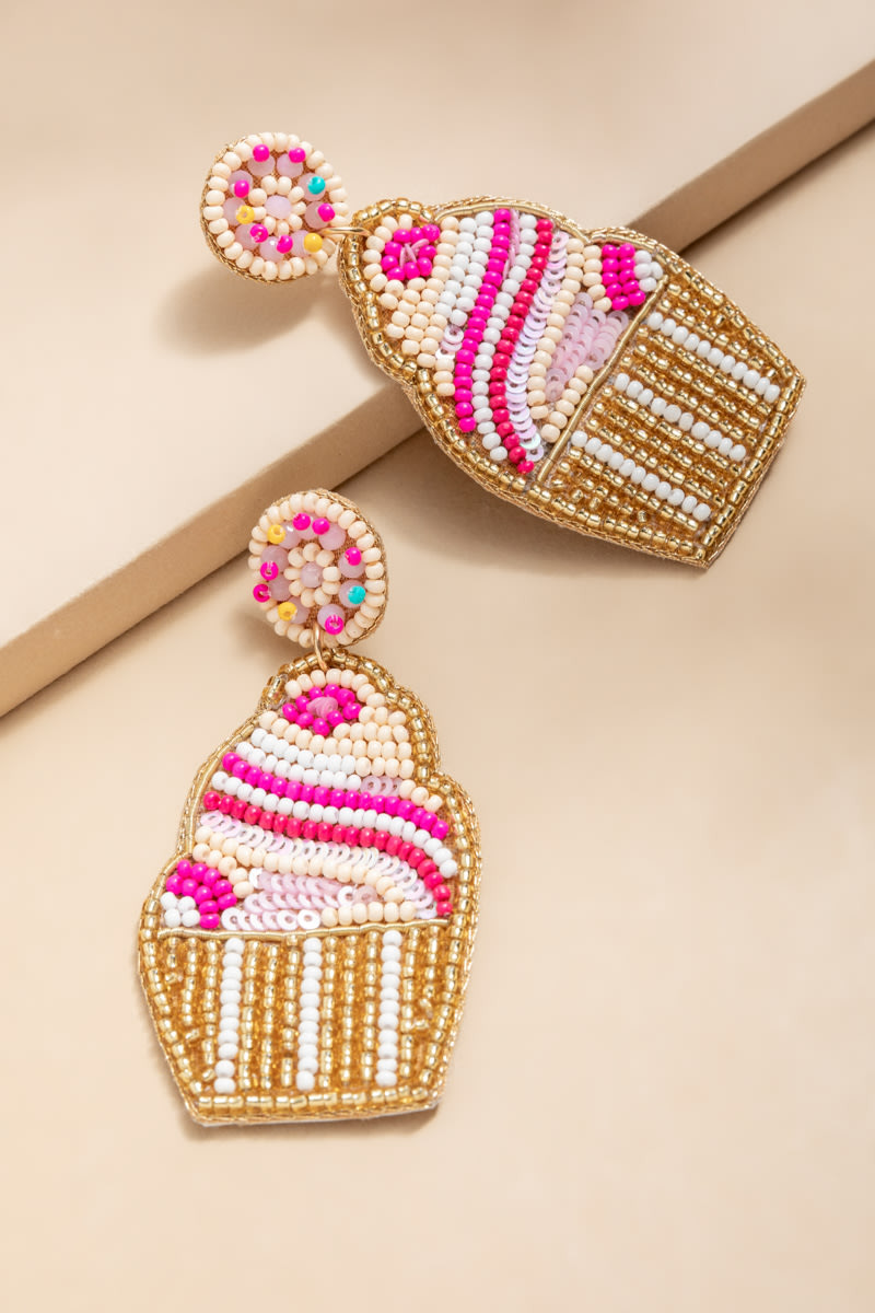 Hannah Beaded Cupcake Drop Earrings