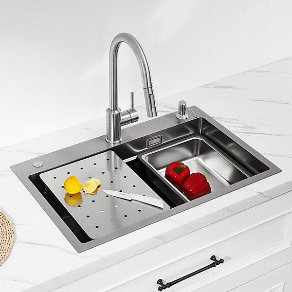 70 x 45 cm évier de Cuisine avec égouttoirs , Cecipa MAX évier en Inox Brossé, évier 1 Bac avec Egouttoir   Vasque