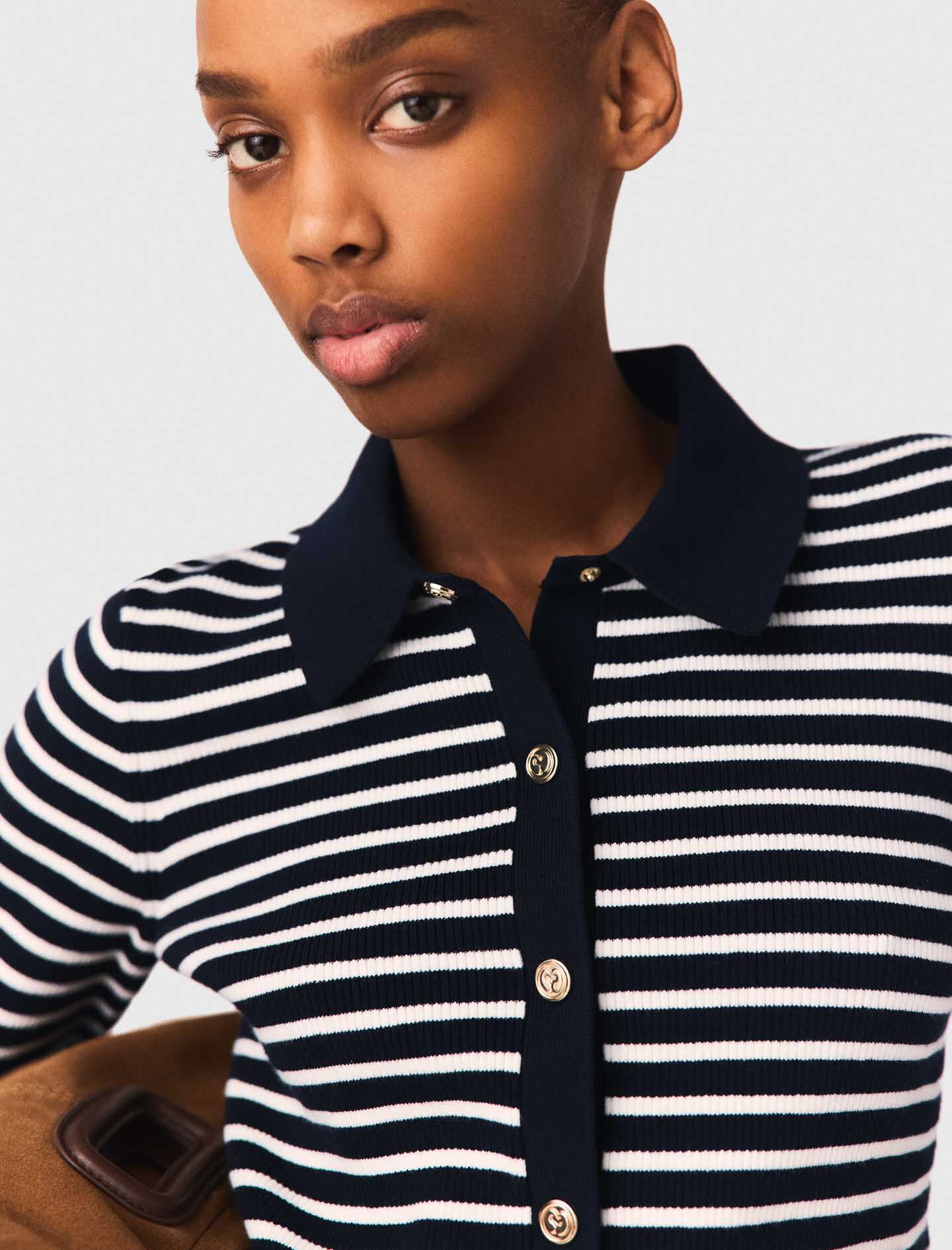 Cardigan rayé à col polo