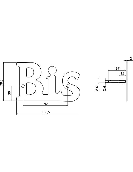 Lettre Bis à visser, inox, H.80mm - THIRARD