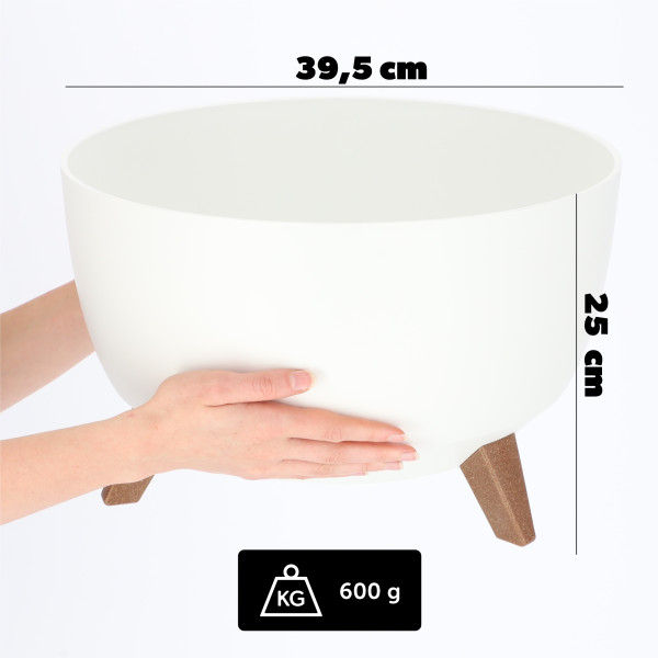 Doniczka Osłonka Na Kwiaty z Wkładką Biała 40cm