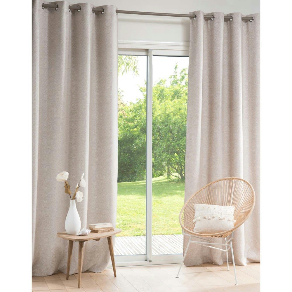 JULES - Rideau à œillets beige à l'unité 140x250