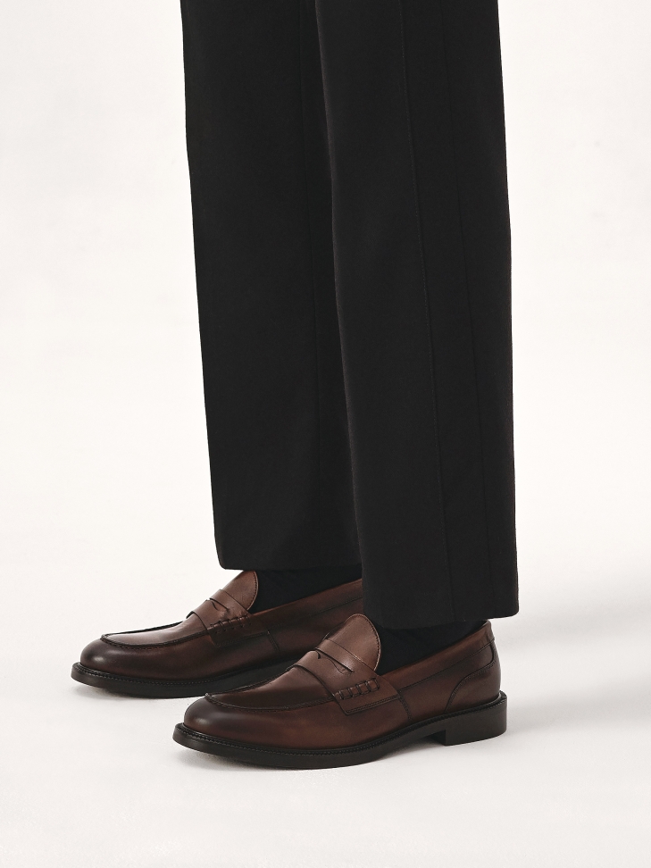 Brown loafers with leather sole