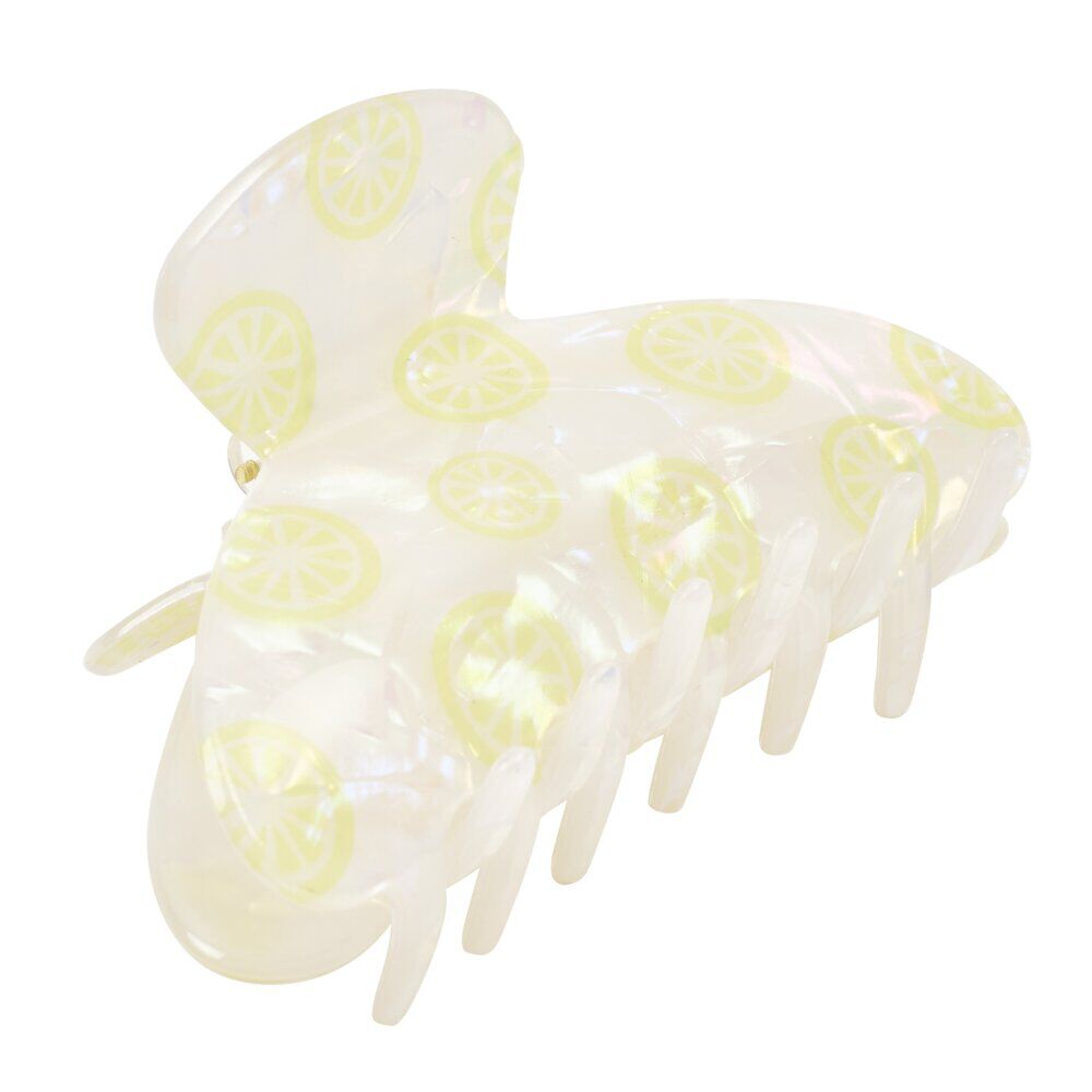 Pince cheveux époxy motif citron blanc L13cm