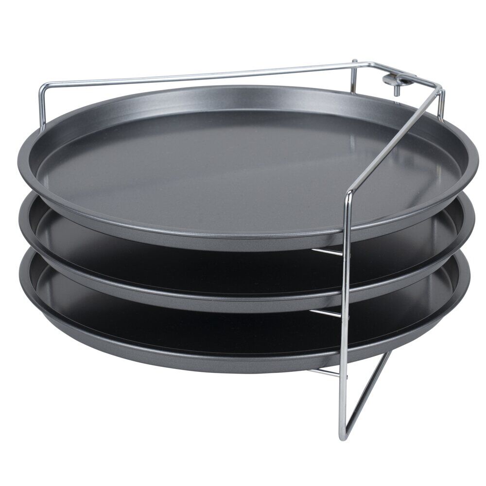 Plaque de cuisson Ø29cm x3 acier noir avec support 16,5x26,5xH5,5cm