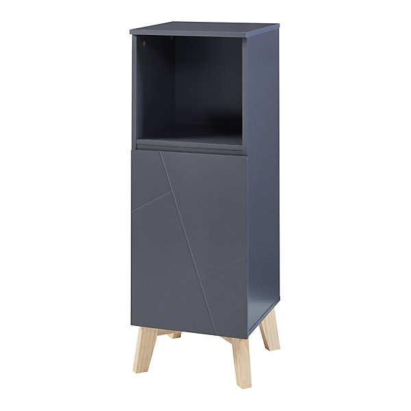 Armoire de salle de bain Overath 86 x 30 x 30 cm gris effet bois en.casa