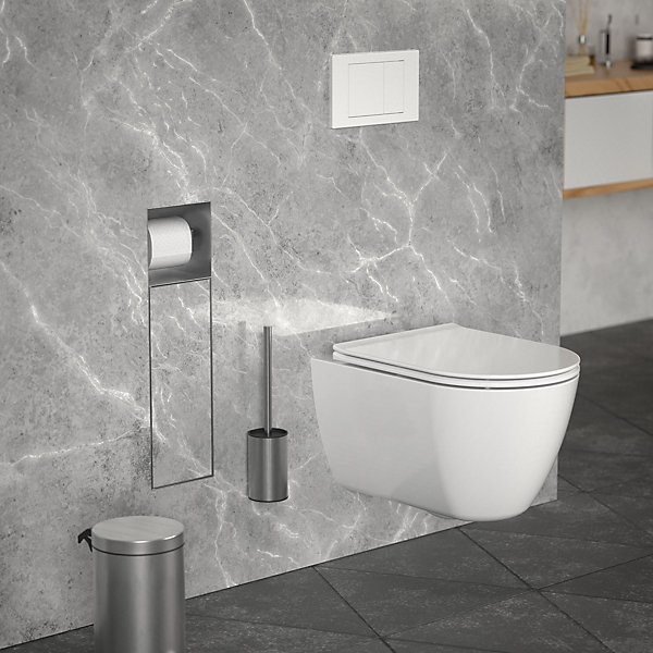 Niche module encastré LuxeBath 60x20x14cm argenté acier pour porte brosse toilette papier hygiénique
