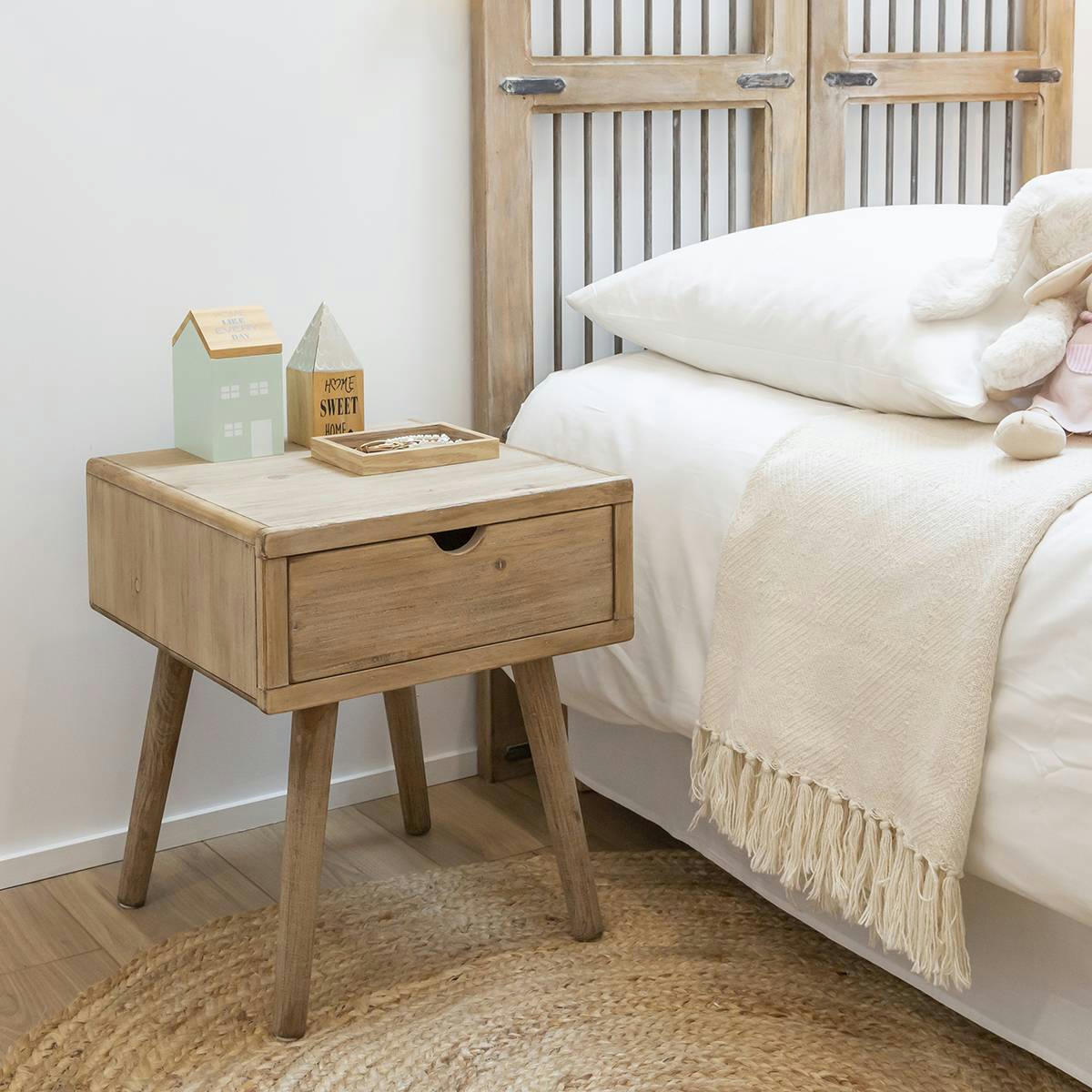 NATURAL - Chevet en bois marron 40 cm