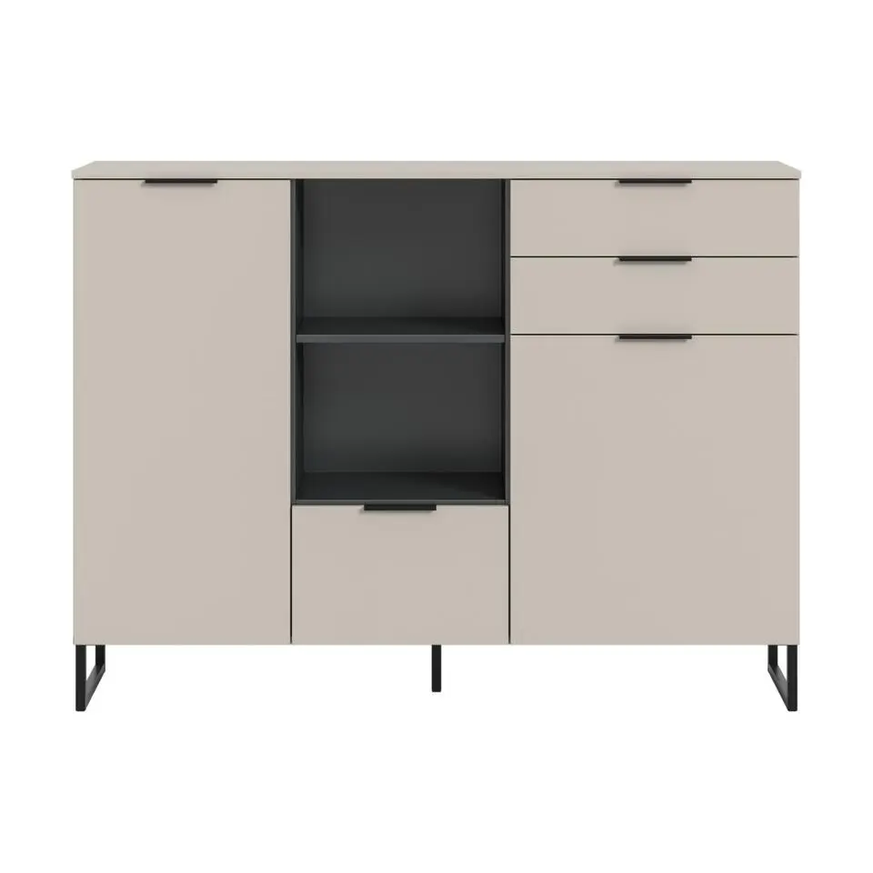 Hioshop Noida dressoir 2 deuren- 1 vouwdeur- 2 lades- 2 planken kasjmier decor