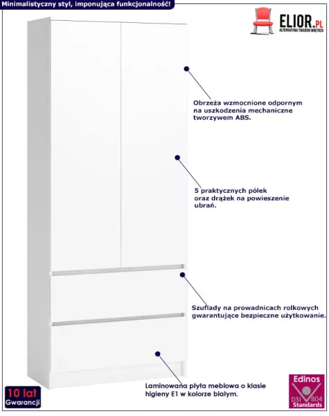 Szafa na ubrania z 2 szufladami - Tirix