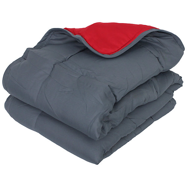 Couette été 240x220 cm COCOON BICOLORE Gris/Rouge garnissage fibre polyester 200g/m2