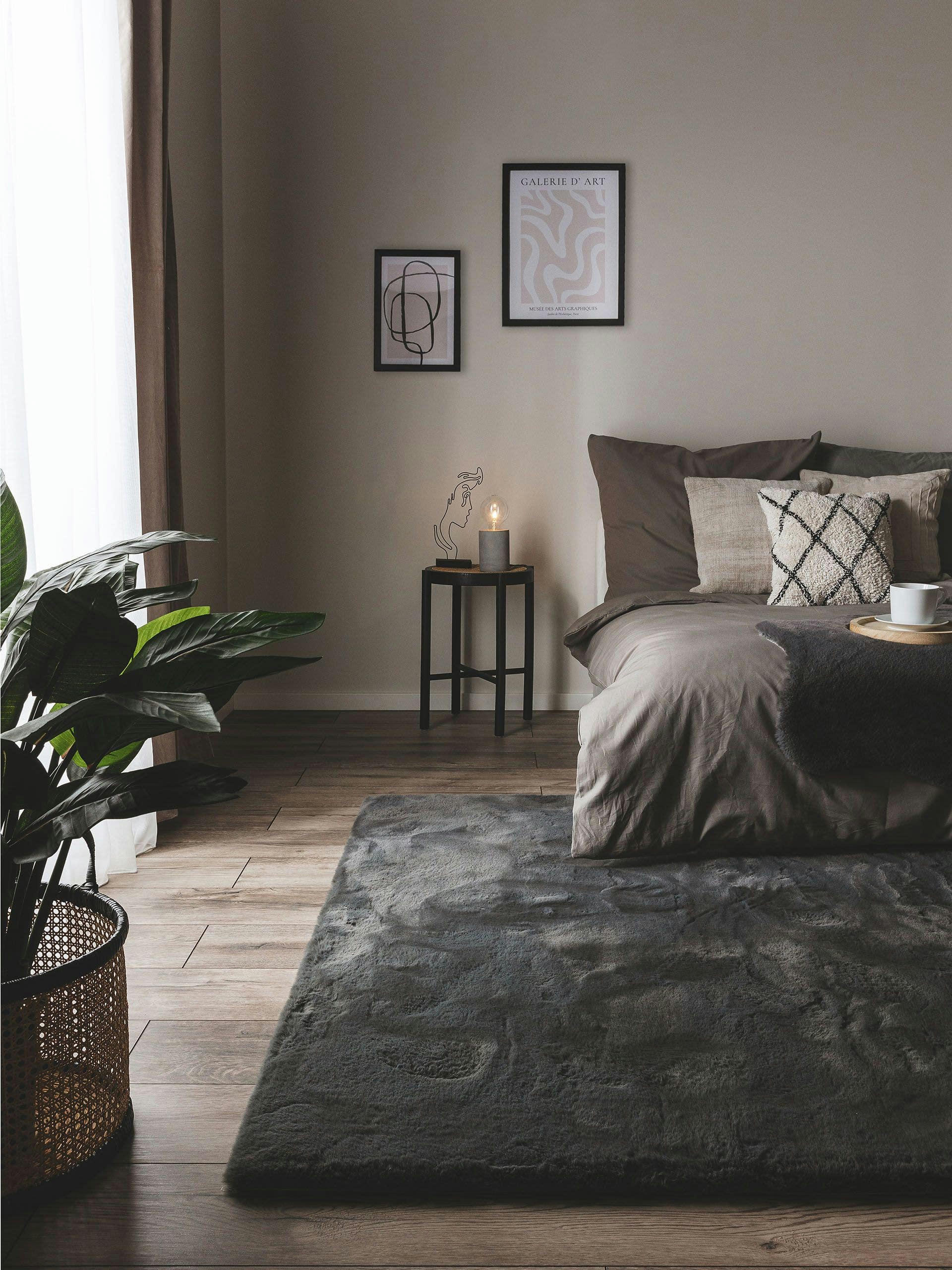 DAVE - Tapis de fourrure anthracite 200x300