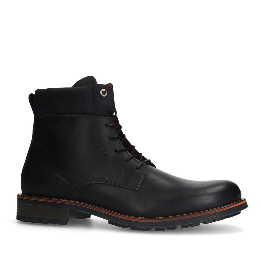Van Lier Zwarte leren veterboots