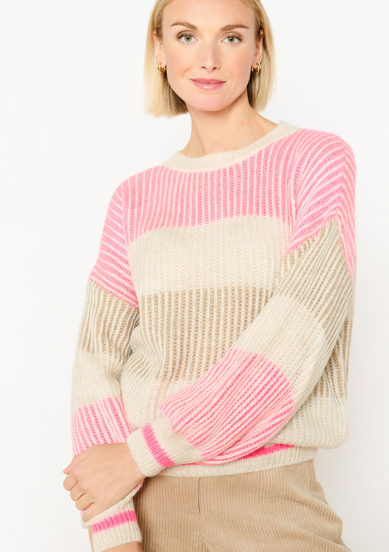 Trui met gestreepte colourblock