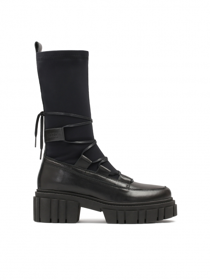 Ladies' avant-garde ankle boots with sock upper and sturdy sole