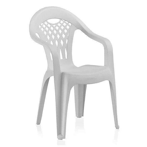 Lot de 6 chaises de jardin empilables en résine coloris Blanc - Longueur 58 x Profondeur 54 x Hauteur 86 cm